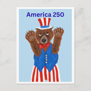 Postal De Invitación Oso Tío Sam América 250
