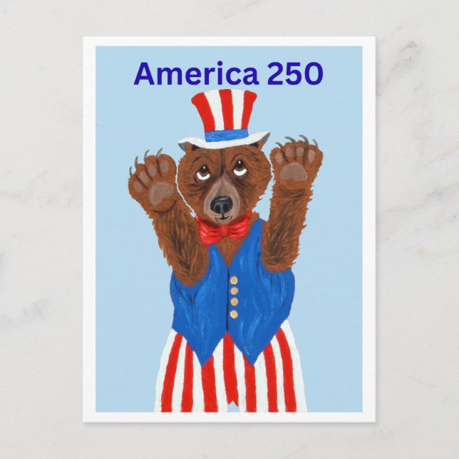Postal De Invitación Oso Tío Sam América 250 (Anverso)