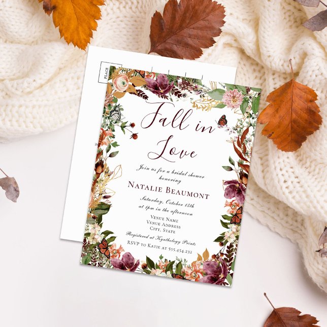 Postal De Invitación Otoño Cae Enamorada Ducha De Novias (Subido por el creador)