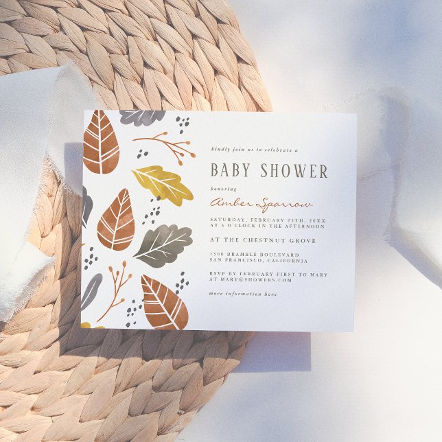 Postal De Invitación Otoño deja a Mustard Fall Baby Shower (Subido por el creador)