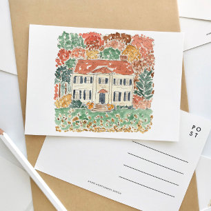Postal De Invitación Otoño en New England Watercolor Travel