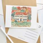 Postal De Invitación Otoño en New England Watercolor Travel<br><div class="desc">Una postal de viaje con acuarela pintada con gusto que presenta el otoño en Nueva Inglaterra.</div>