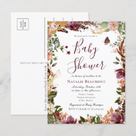 Postal De Invitación Otoño Floral Baby Shower