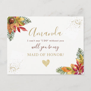 Postal De Invitación Otoño Moda de honor o propuesta de BRIDESMAID