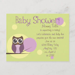 Postal De Invitación Owl Baby Shower