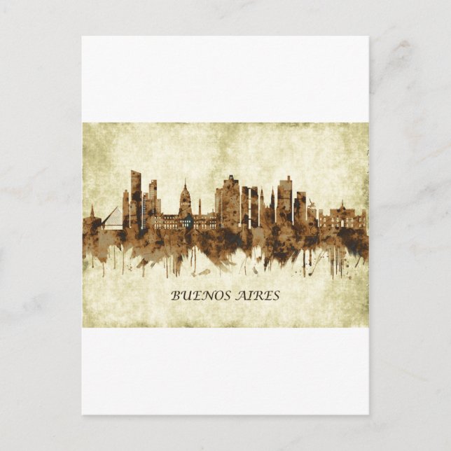 Postal De Invitación Paisaje de la Ciudad Argentina de Buenos Aires (Anverso)