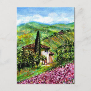 Postal De Invitación PAISAJE de TOSCANA de los IRIS, campos de flor