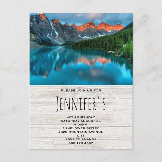 Postal De Invitación Paisaje montañoso panorámico Fotografía cumpleaños (Anverso)
