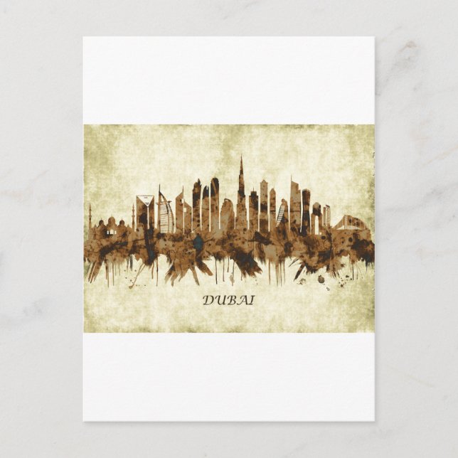 Postal De Invitación Paisaje urbano de Dubai de los Emiratos Árabes Uni (Anverso)