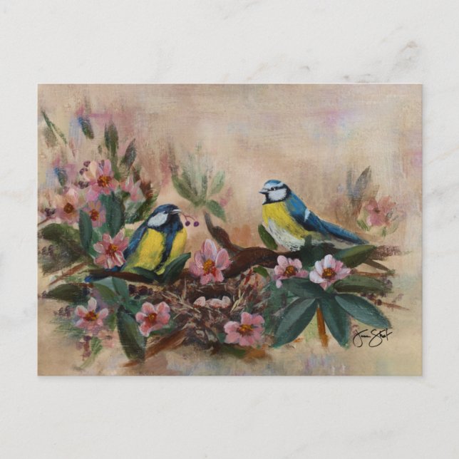 Postal De Invitación Pájaros del Día de las Madres (Anverso)