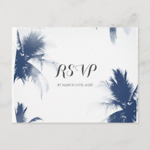 Postal De Invitación Palmeras Glamour Blanco Chic Moderno Tropical RSVP