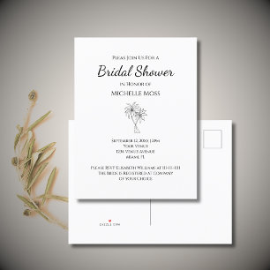 Postal De Invitación Palmeras Tropicales De Playa Elegante Ducha Bridal