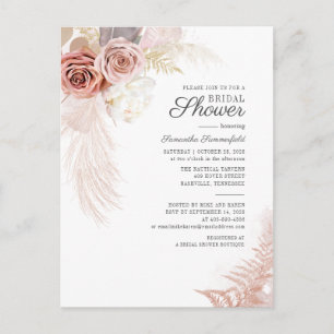 Postal De Invitación Pampas Grass Terracotta Tan deja ducha de novia