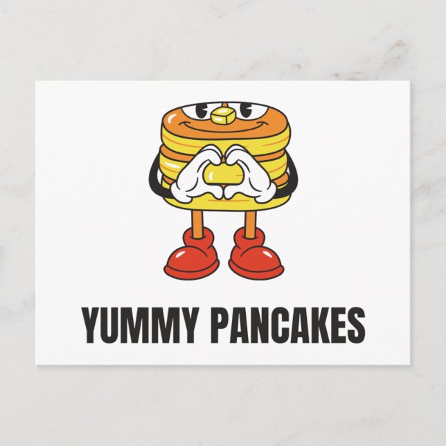 Postal De Invitación Pancakes Food Kawaii Face (Anverso)