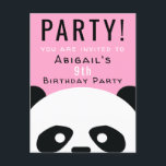 Postal De Invitación Panda Birthday Party Kids Pink Kawaii<br><div class="desc">Invitación a postales de Kawaii a los Chicas rosados del partido de cumpleaños Panda. Añade edad, nombre y detalles fiestas a esta encantadora invitación temática de los pandas. Fiestas en la espalda. El gran y adorable oso panda cara delante. El fondo rosa brillante se puede cambiar a cualquier otro color....</div>