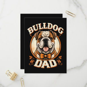 Postal De Invitación Papá Bulldog – Día del Padre Bulldog Vintage Adora