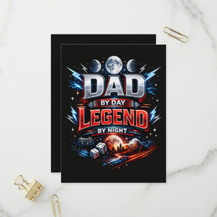 Postal De Invitación Papá De Día Leyenda Por La Noche - Épico Papá Juga