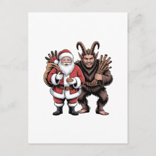Postal De Invitación Papa Noel Krampus de terror divertido y espeluznan