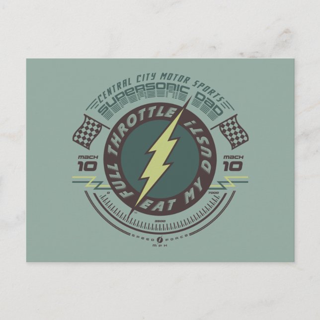 Postal De Invitación Papá Supersónico - Deportes motorizados en la ciud (Anverso)