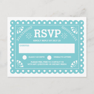 Postal De Invitación Papel Picado Wedding RSVP