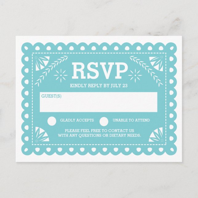 Postal De Invitación Papel Picado Wedding RSVP (Anverso)