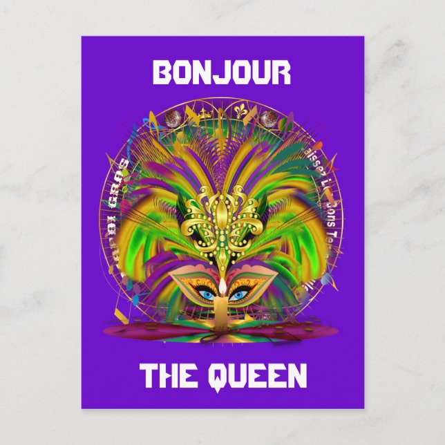 Postal De Invitación Paquete Combo Fiesta Mardi Gras Elegir entre 3 dis (Anverso)