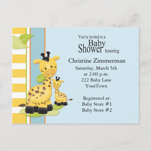 Postal de invitación para Baby Shower de Baby Gira (Anverso)