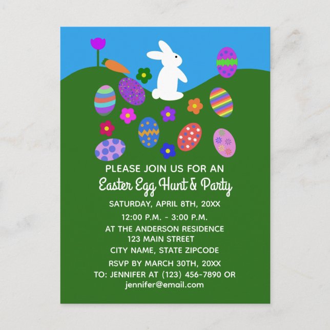 Postal de invitación para conejo de Pascua #3 (Anverso)