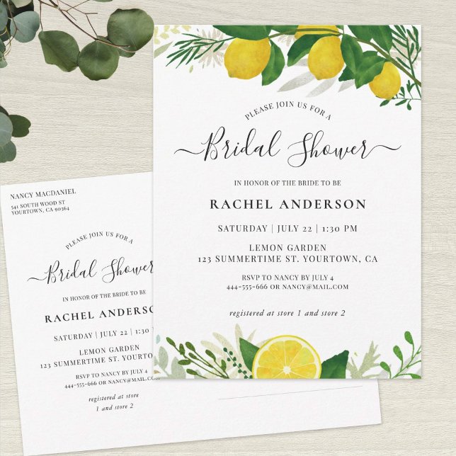 Postal de invitación para ducha de novia limón fre (Subido por el creador)