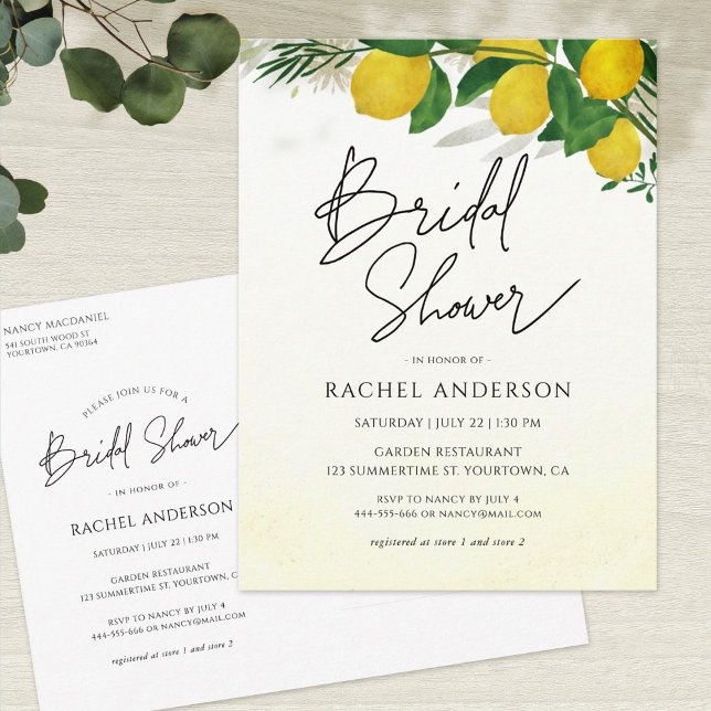 Postal de invitación para ducha de novia limón fre (Subido por el creador)