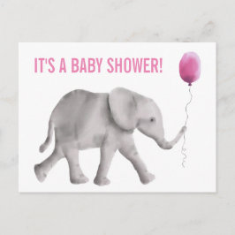 Postal de invitación para elefante Baby Shower, ro