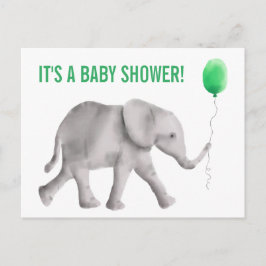 Postal de invitación para elefante Baby Shower, ve