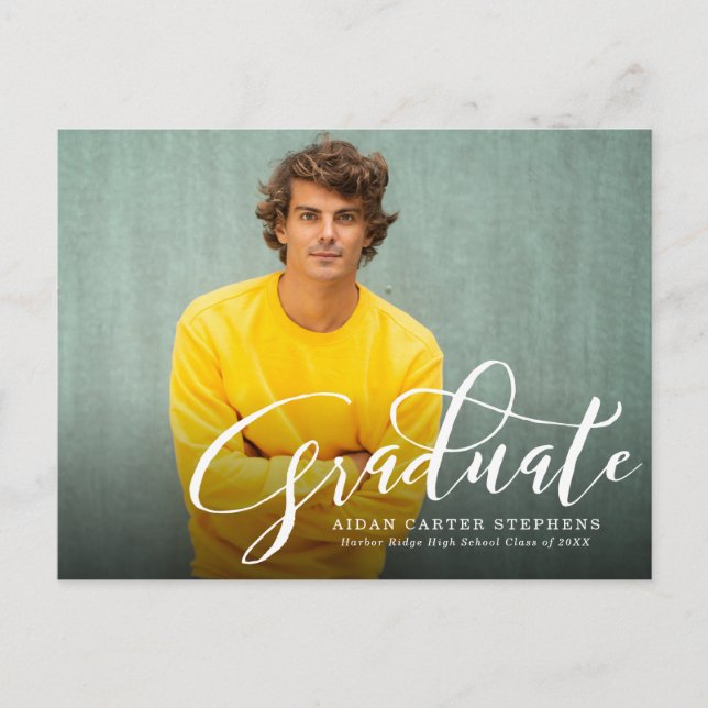 Postal de invitación para graduación de foto de gr (Anverso)