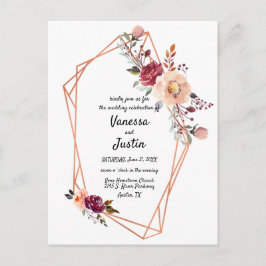 Postal de invitación para matrimonio floral de cob