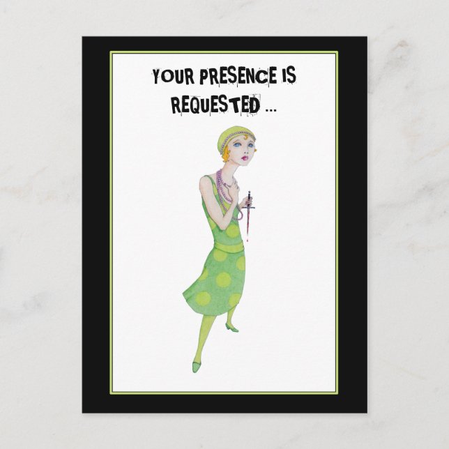 Postal de invitación para misterio por asesinato d (Anverso)