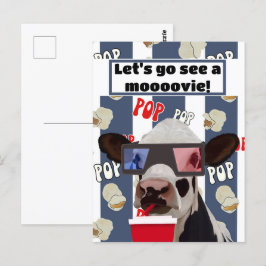 Postal de invitación para película de vaca amorosa