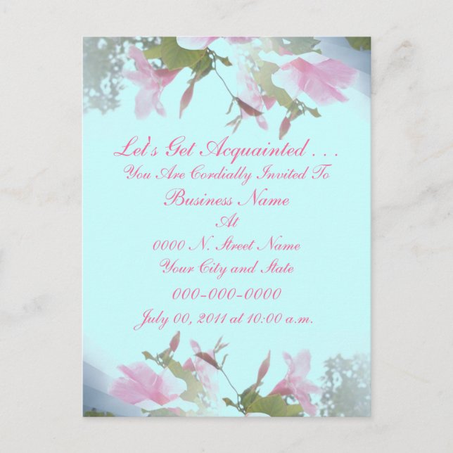 Postal de invitación para presentación de negocios (Anverso)