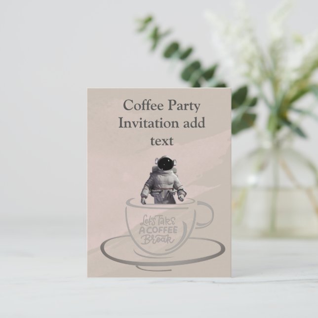 Postal de invitación para una fiesta del café (Anverso de pie)