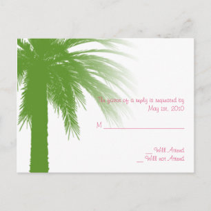 Postal De Invitación Paraíso tropical en verde y rosa