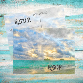 Postal De Invitación Paraíso Turquesa Tropical RSVP