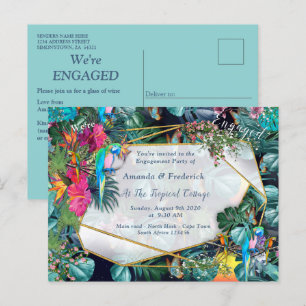 Postal De Invitación Paraíso y Aves de Flora Tropical