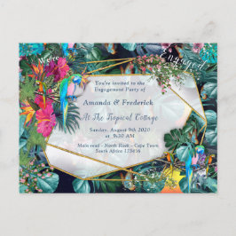 Postal De Invitación Paraíso y Aves de Flora Tropical
