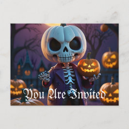Postal De Invitación Parche de calabaza - compañero de esqueleto