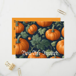 Postal De Invitación Parche de calabaza Leafy