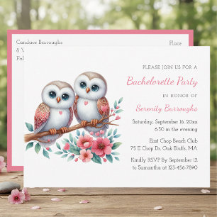Postal De Invitación Pareja de búhos caprichosos, despedida de soltera 