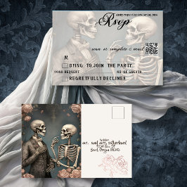 Postal De Invitación Pareja de esqueletos hasta la muerte de nosotros P