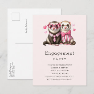 Postal De Invitación Pareja de Otter Cute en la fiesta de compromiso de