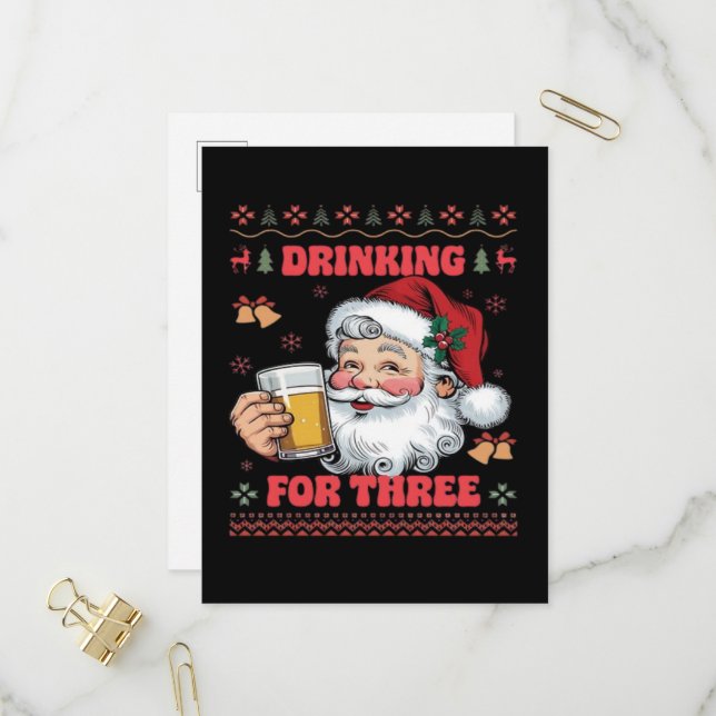 Postal De Invitación Pareja de Papá Noel Navidad  (Anverso/Reverso In Situ)