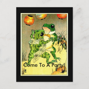 Postal De Invitación ¡Pares de la rana, venidos a un fiesta!