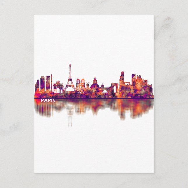 Postal De Invitación Paris France Skyline (Anverso)